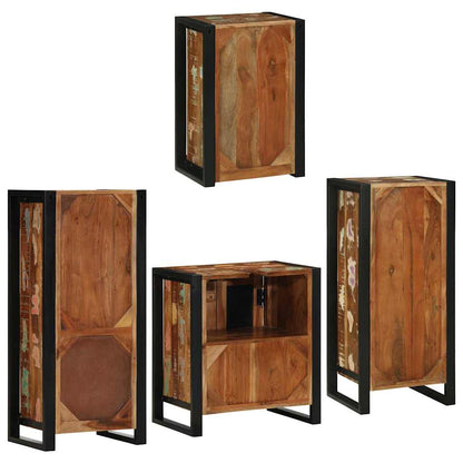 Badezimmermöbel Set mit Tür 4 pcs Mehrfarbig Massives Altholz
