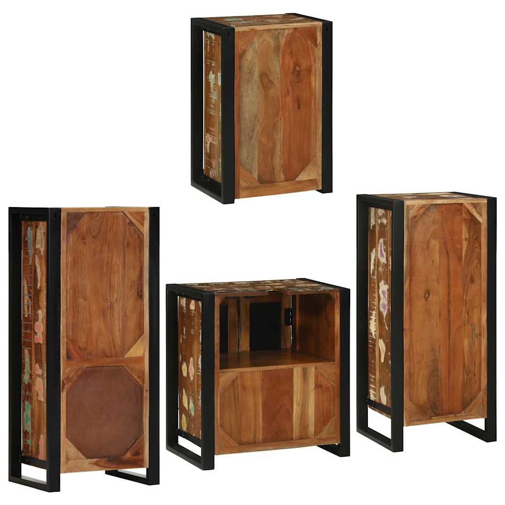Badezimmermöbel Set mit Tür 4 pcs Mehrfarbig Massives Altholz