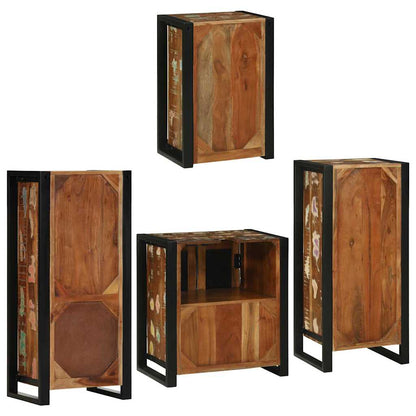 Badezimmermöbel Set mit Tür 4 pcs Mehrfarbig Massives Altholz