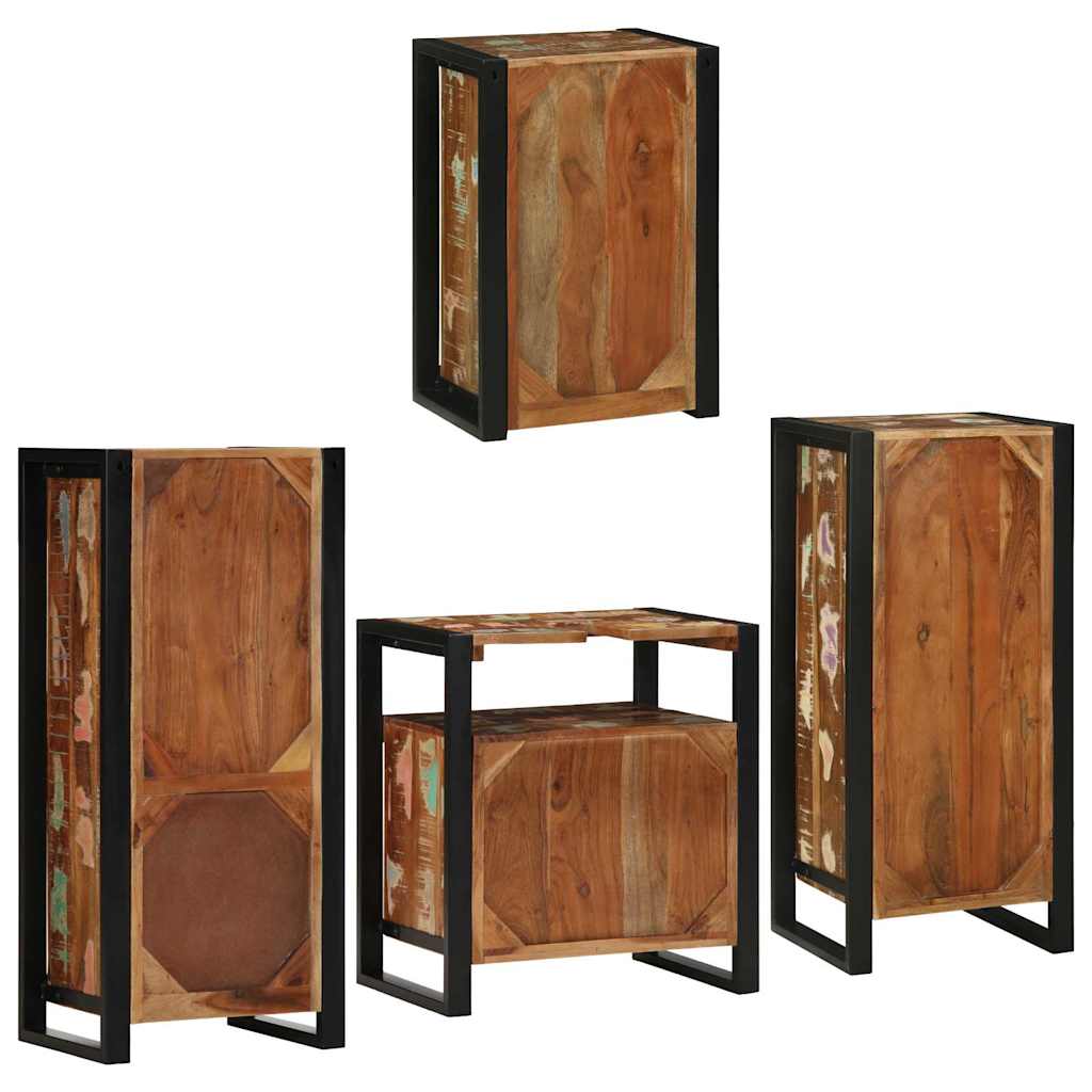 Badezimmermöbel Set mit Tür 4 pcs Mehrfarbig Massives Altholz