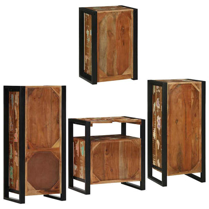 Badezimmermöbel Set mit Tür 4 pcs Mehrfarbig Massives Altholz