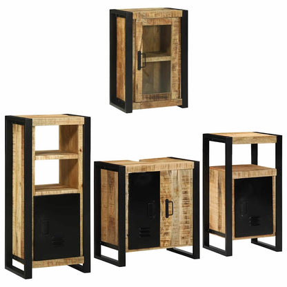 Badezimmermöbel Set Wandmontiert 4 pcs Braun Massivholz Mango