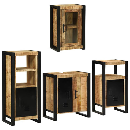 Badezimmermöbel Set Wandmontiert 4 pcs Braun Massivholz Mango