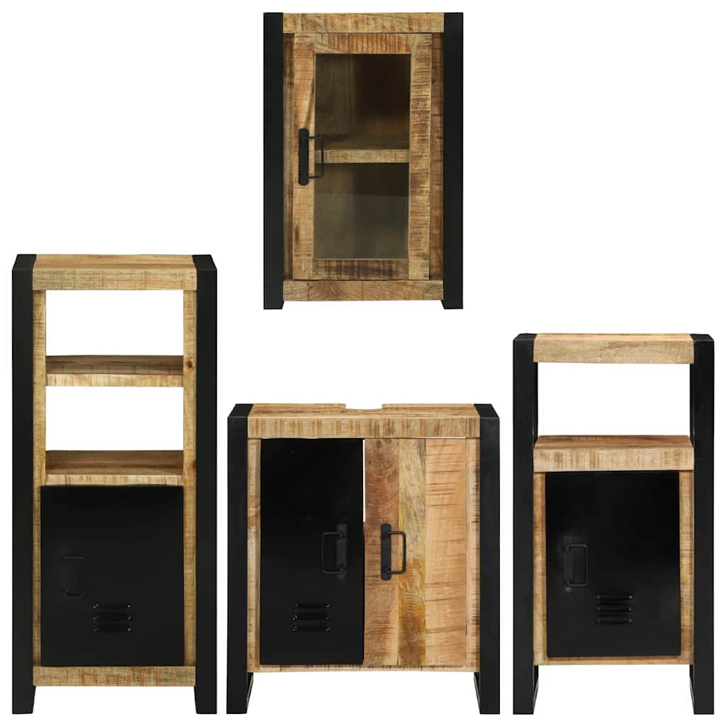 Badezimmermöbel Set Wandmontiert 4 pcs Braun Massivholz Mango