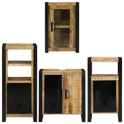 Badezimmermöbel Set Wandmontiert 4 pcs Braun Massivholz Mango