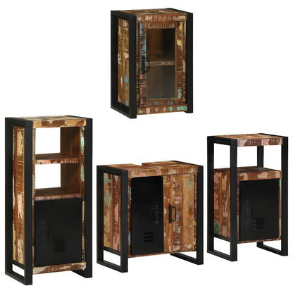 Badezimmermöbel Set mit Tür 4 pcs Mehrfarbig Massives Altholz