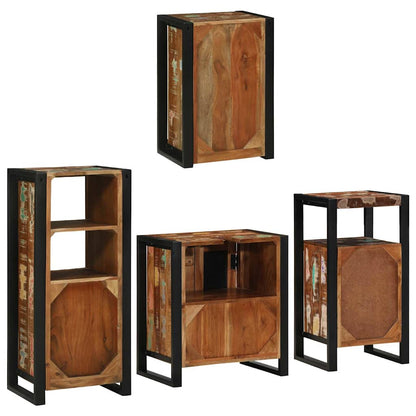 Badezimmermöbel Set mit Tür 4 pcs Mehrfarbig Massives Altholz
