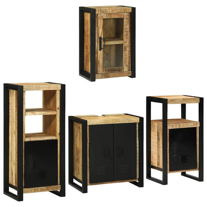 Badezimmermöbel Set Wandmontiert 4 pcs Braun Massivholz Mango