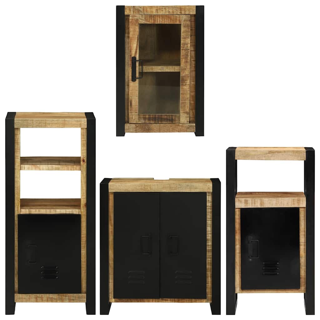 Badezimmermöbel Set Wandmontiert 4 pcs Braun Massivholz Mango