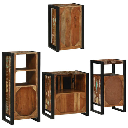 Badezimmermöbel Set mit Tür 4 pcs Mehrfarbig Massives Altholz