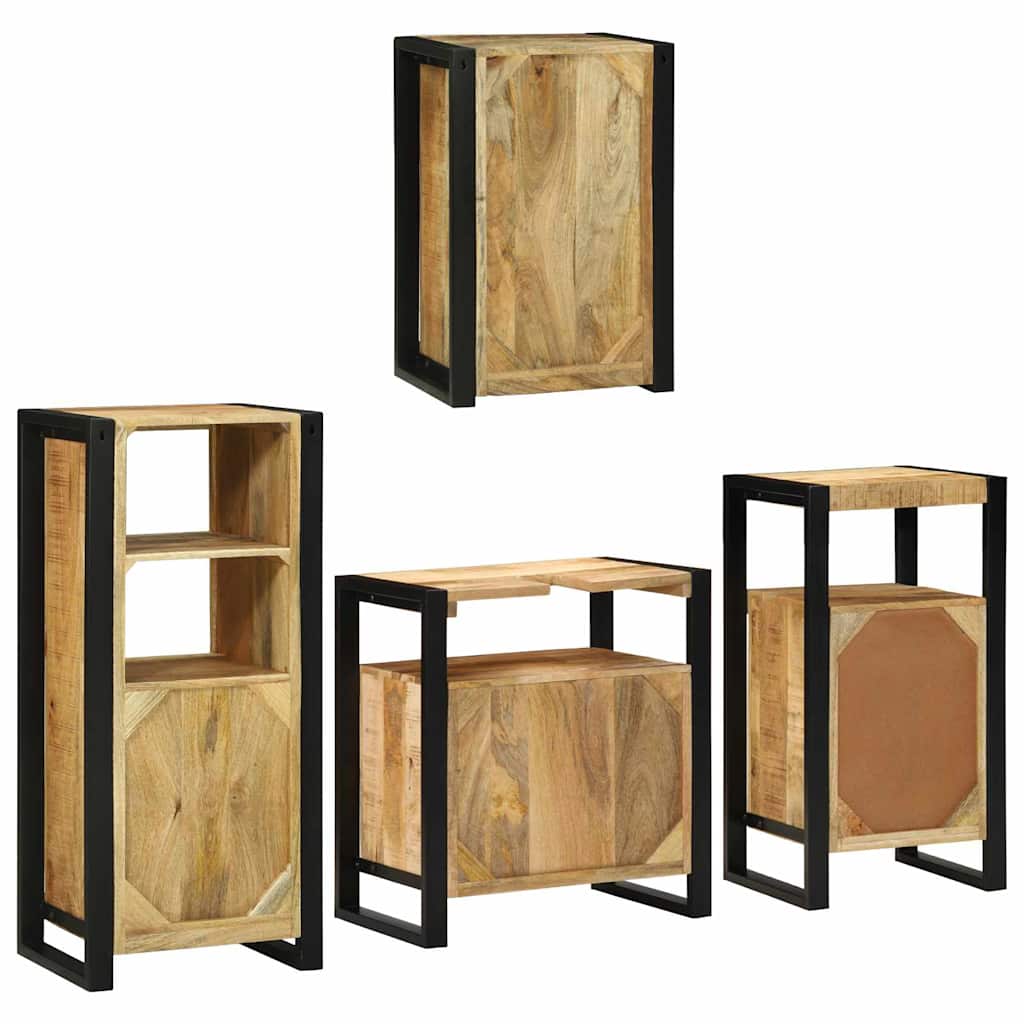 Badezimmermöbel Set Wandmontiert 4 pcs Braun Massivholz Mango
