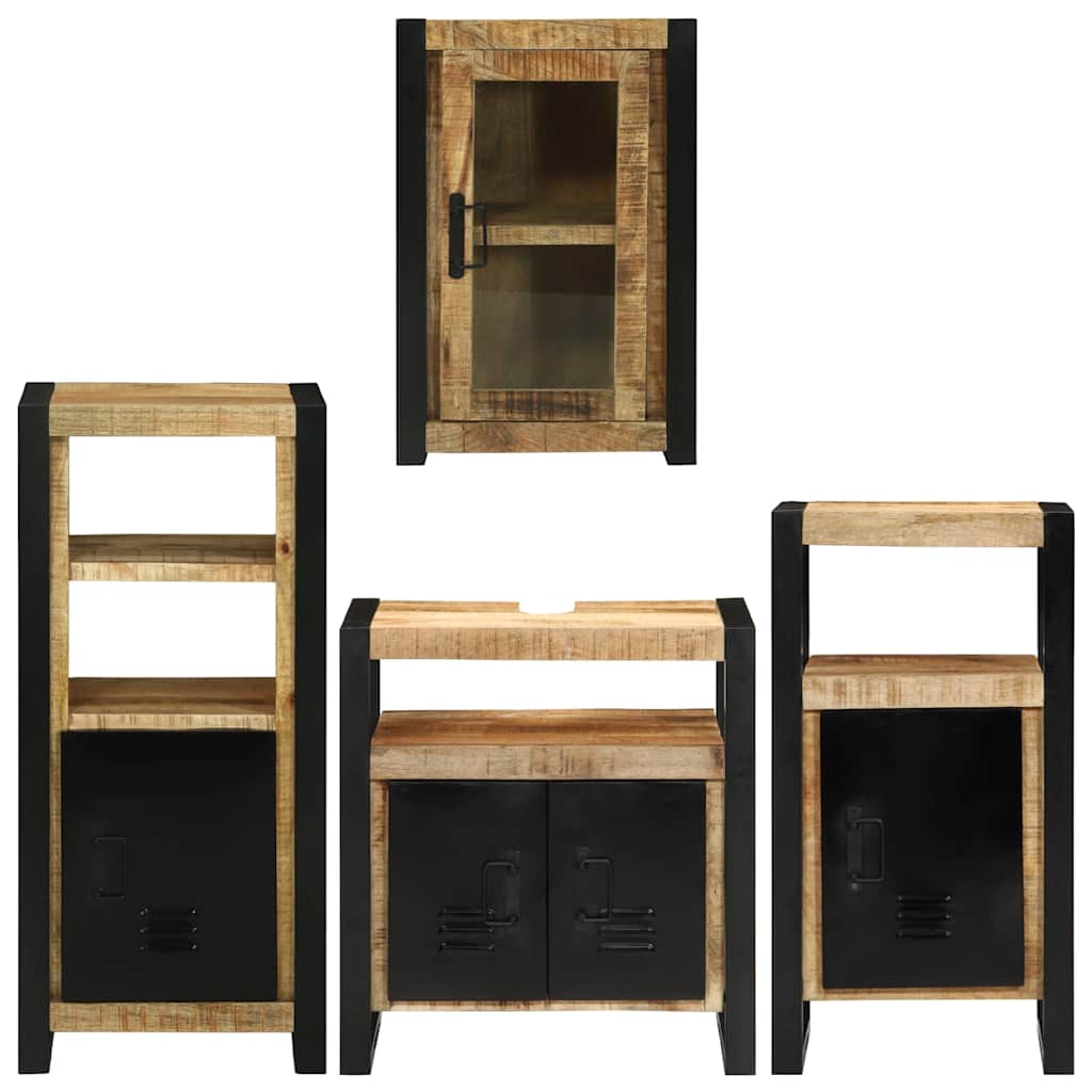 Badezimmermöbel Set Wandmontiert 4 pcs Braun Massivholz Mango