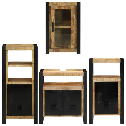 Badezimmermöbel Set Wandmontiert 4 pcs Braun Massivholz Mango
