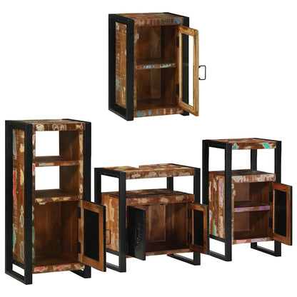 Badezimmermöbel Set mit Tür 4 pcs Mehrfarbig Massives Altholz