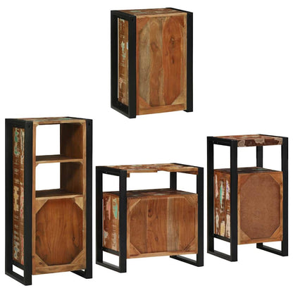 Badezimmermöbel Set mit Tür 4 pcs Mehrfarbig Massives Altholz