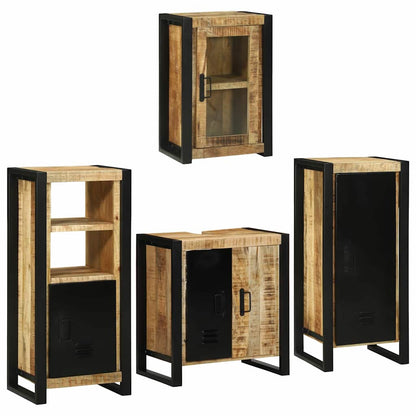 Badezimmermöbel Set Wandmontiert 4 pcs Braun Massivholz Mango