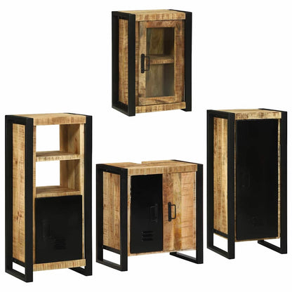 Badezimmermöbel Set Wandmontiert 4 pcs Braun Massivholz Mango