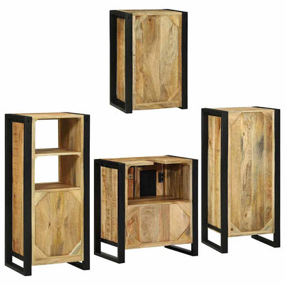 Badezimmermöbel Set Wandmontiert 4 pcs Braun Massivholz Mango