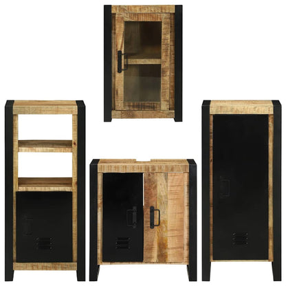 Badezimmermöbel Set Wandmontiert 4 pcs Braun Massivholz Mango