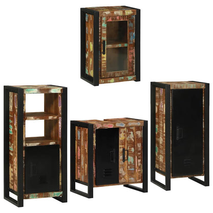 Badezimmermöbel Set mit Tür 4 pcs Mehrfarbig Massives Altholz