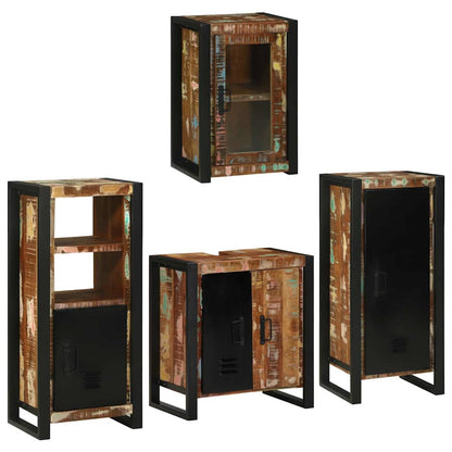 Badezimmermöbel Set mit Tür 4 pcs Mehrfarbig Massives Altholz