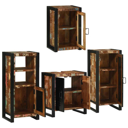 Badezimmermöbel Set mit Tür 4 pcs Mehrfarbig Massives Altholz