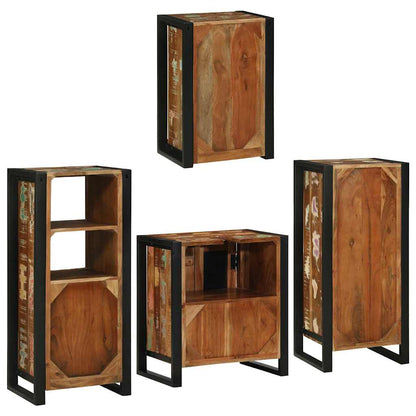 Badezimmermöbel Set mit Tür 4 pcs Mehrfarbig Massives Altholz