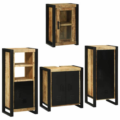 Badezimmermöbel Set Wandmontiert 4 pcs Braun Massivholz Mango