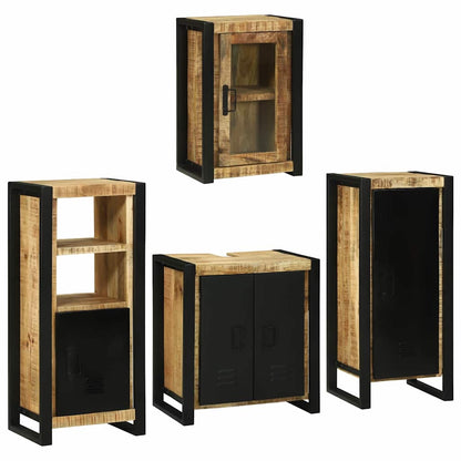 Badezimmermöbel Set Wandmontiert 4 pcs Braun Massivholz Mango