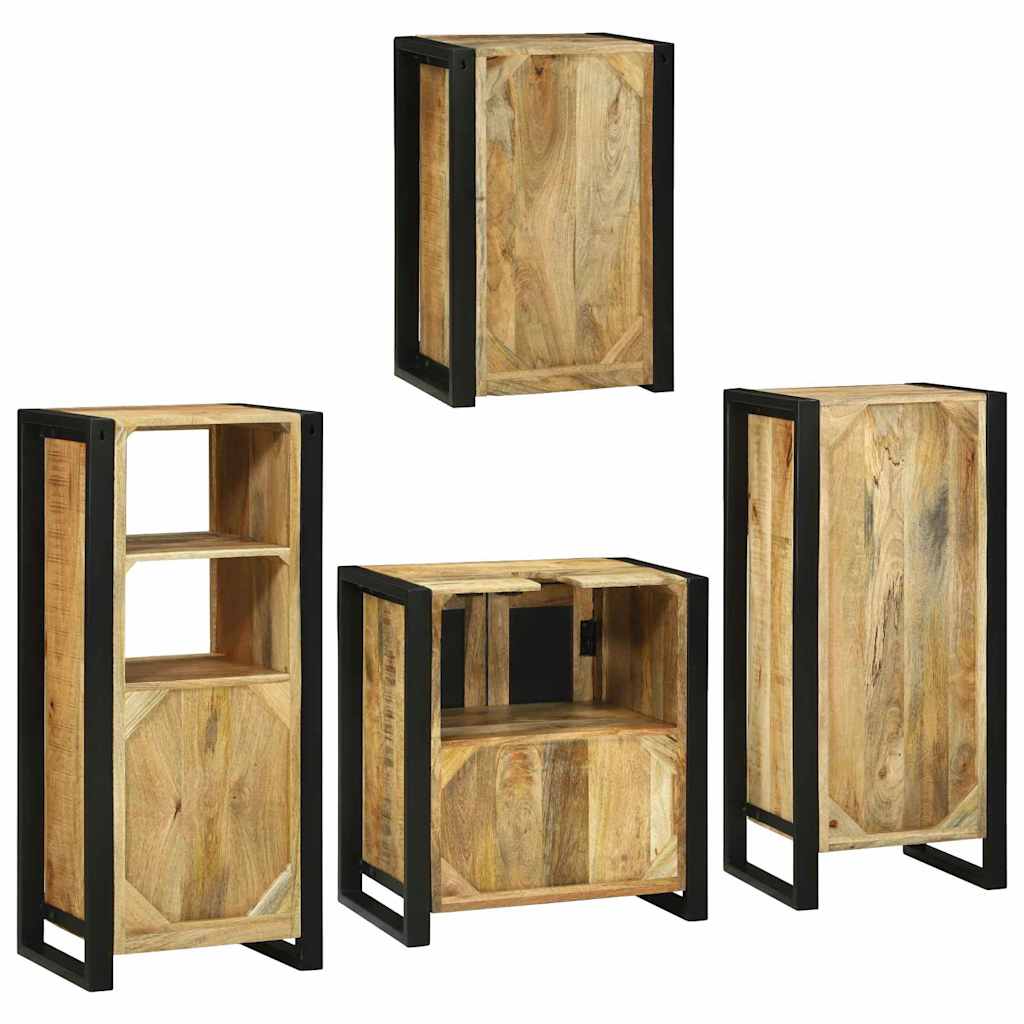 Badezimmermöbel Set Wandmontiert 4 pcs Braun Massivholz Mango