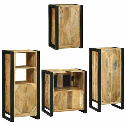 Badezimmermöbel Set Wandmontiert 4 pcs Braun Massivholz Mango