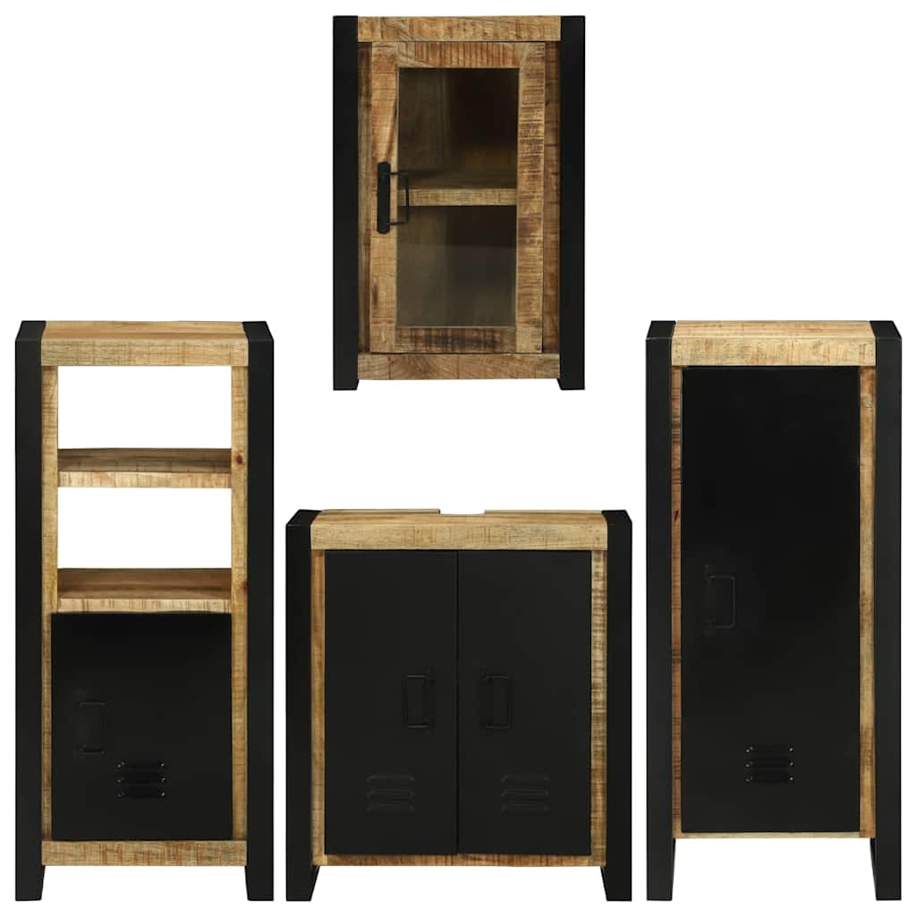 Badezimmermöbel Set Wandmontiert 4 pcs Braun Massivholz Mango