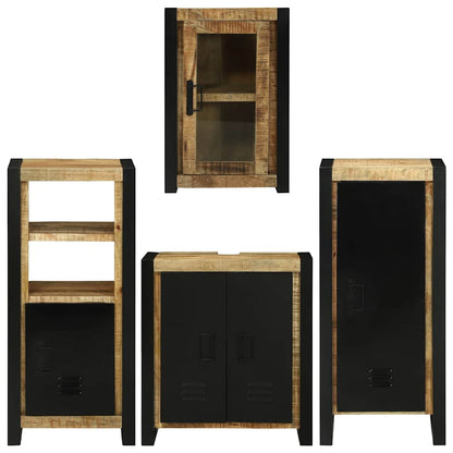 Badezimmermöbel Set Wandmontiert 4 pcs Braun Massivholz Mango
