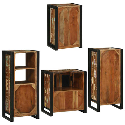 Badezimmermöbel Set mit Tür 4 pcs Mehrfarbig Massives Altholz