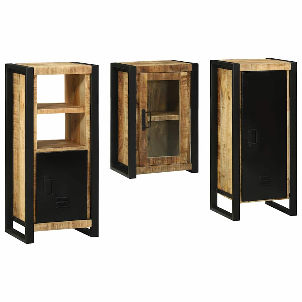 Badezimmermöbel Set Wandmontiert 3 pcs Braun Massivholz Mango