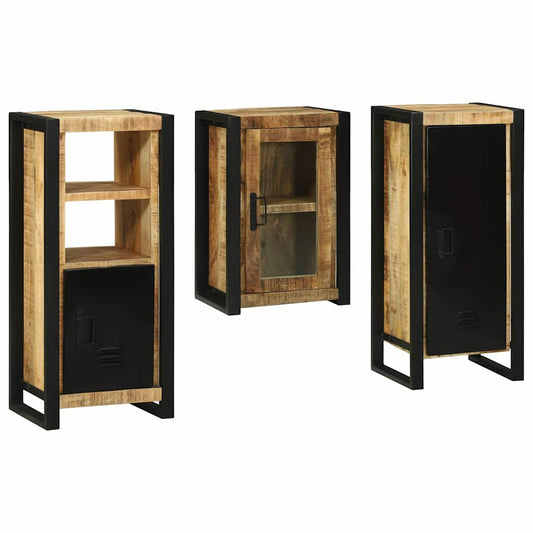 Badezimmermöbel Set Wandmontiert 3 pcs Braun Massivholz Mango