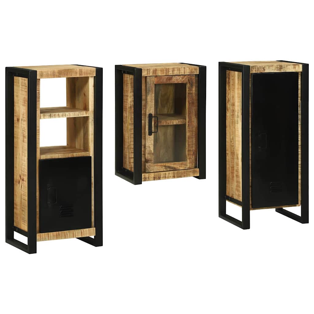 Badezimmermöbel Set Wandmontiert 3 pcs Braun Massivholz Mango