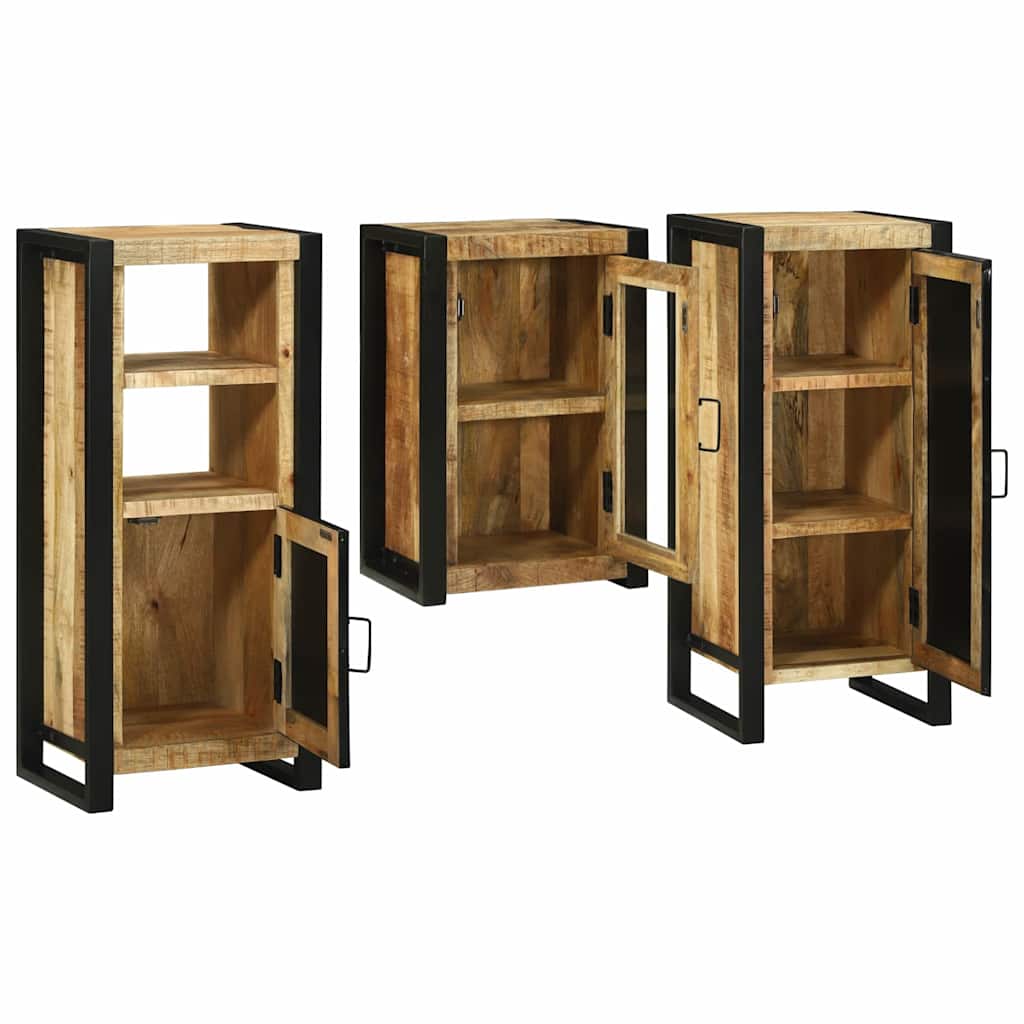 Badezimmermöbel Set Wandmontiert 3 pcs Braun Massivholz Mango