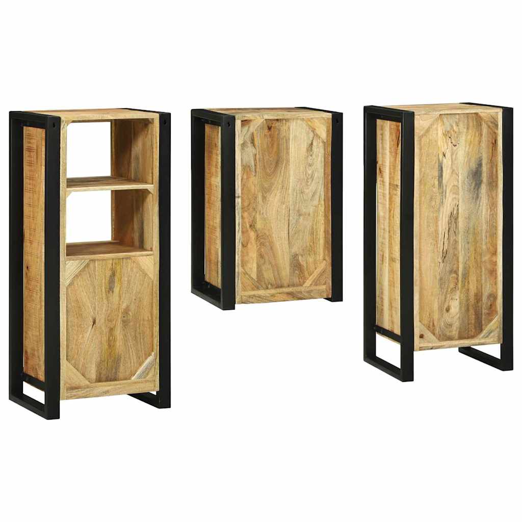 Badezimmermöbel Set Wandmontiert 3 pcs Braun Massivholz Mango