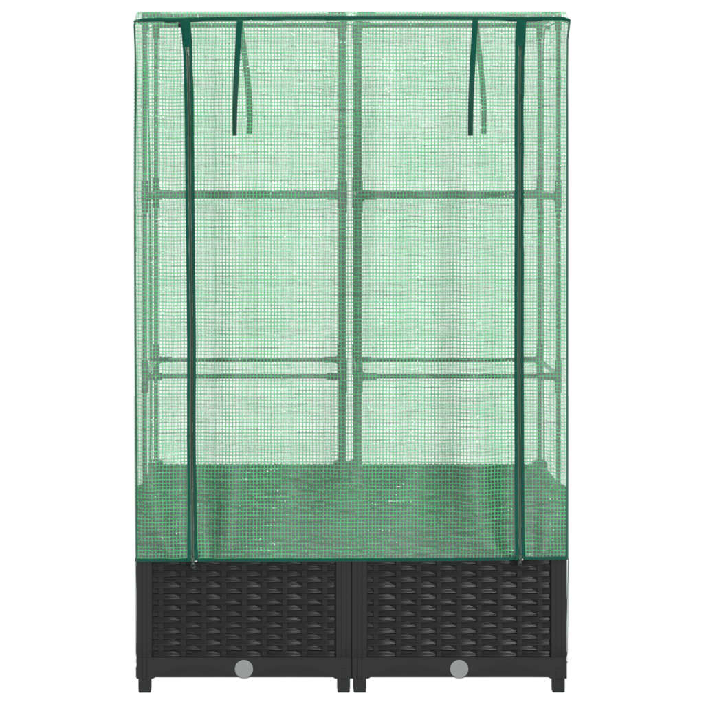 Hochbeet mit Gewächshaus-Aufsatz Rattan-Optik 80x40x138 cm