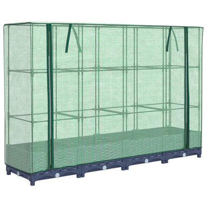 Hochbeet mit Gewächshausabdeckung Rattanoptik 160x40x123 cm
