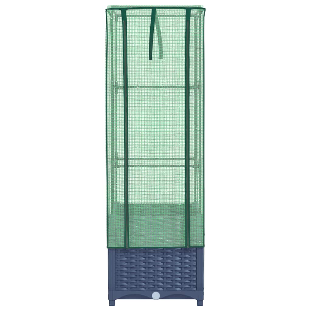 Hochbeet mit Gewächshaus-Aufsatz Rattan-Optik 40x40x139 cm