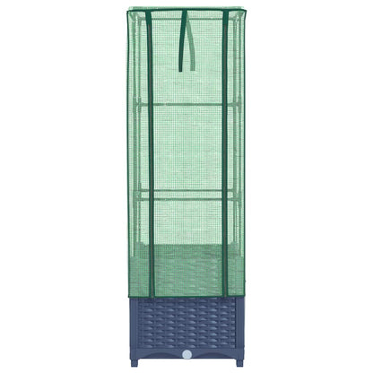 Hochbeet mit Gewächshaus-Aufsatz Rattan-Optik 40x40x139 cm