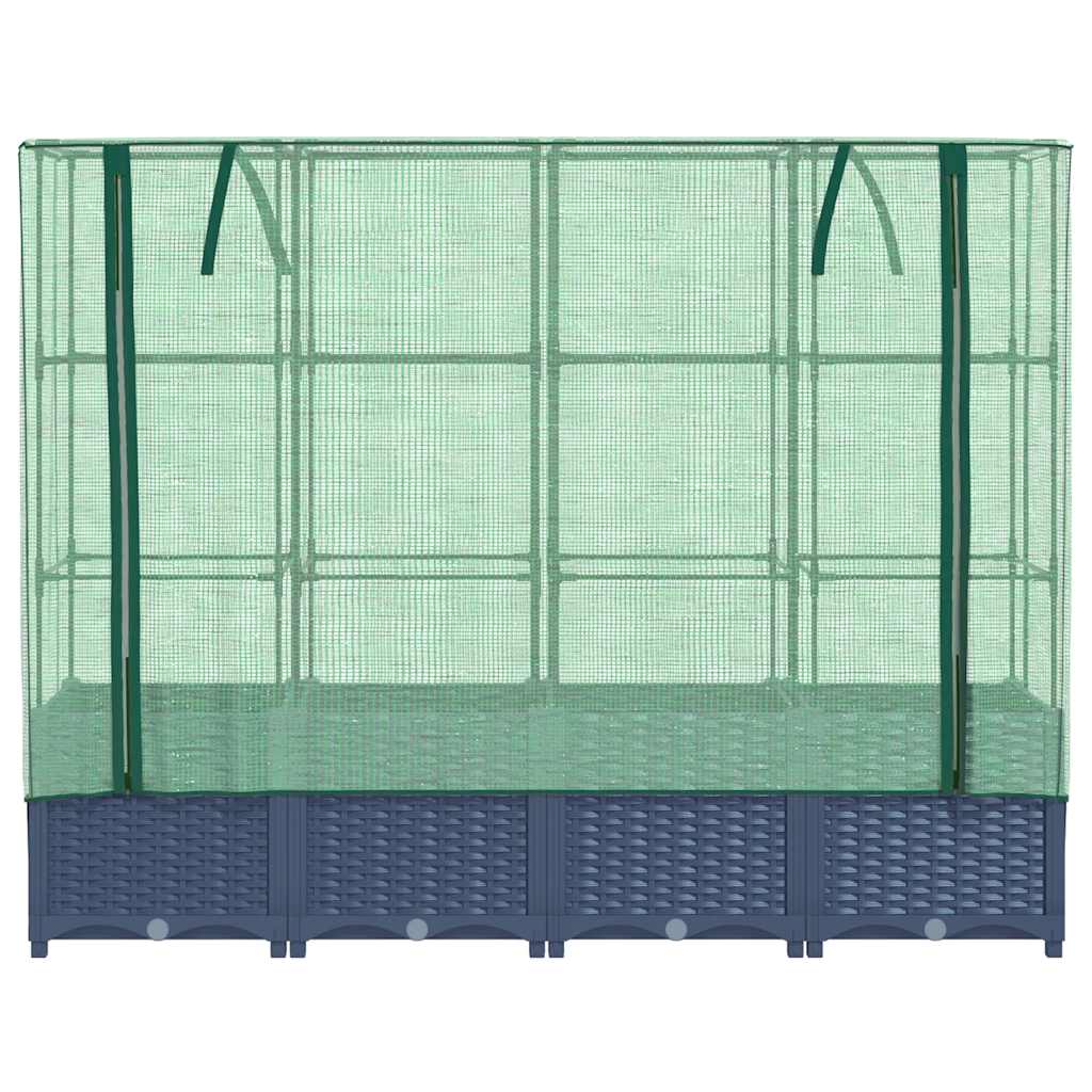 Hochbeet mit Gewächshausabdeckung Rattanoptik 160x40x138 cm