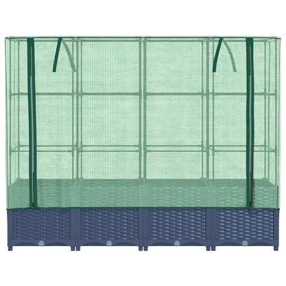 Hochbeet mit Gewächshausabdeckung Rattanoptik 160x40x138 cm