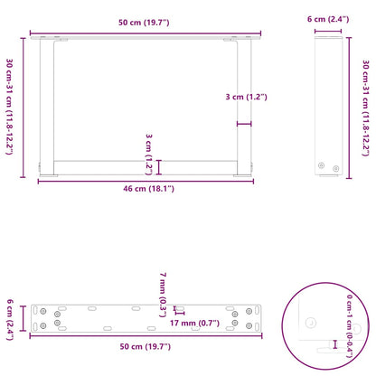 Couchtischbeine U-Form 2 Stk. Anthrazit 50x(30-31) cm Stahl