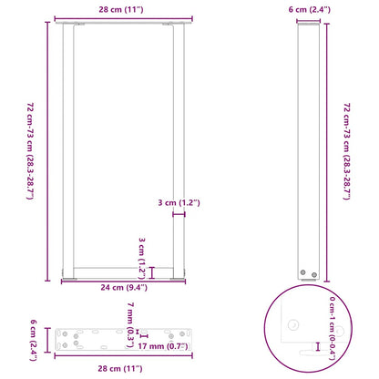 Konsolentischbeine U-Form 2 Stk. Naturstahl 28x(72-73) cm Stahl