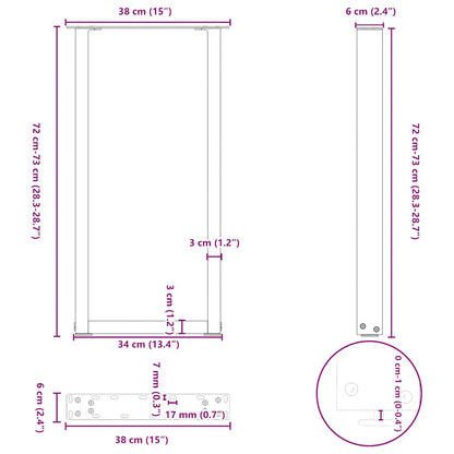 Konsolentischbeine U-Form 2 Stk. Naturstahl 38x(72-73) cm Stahl
