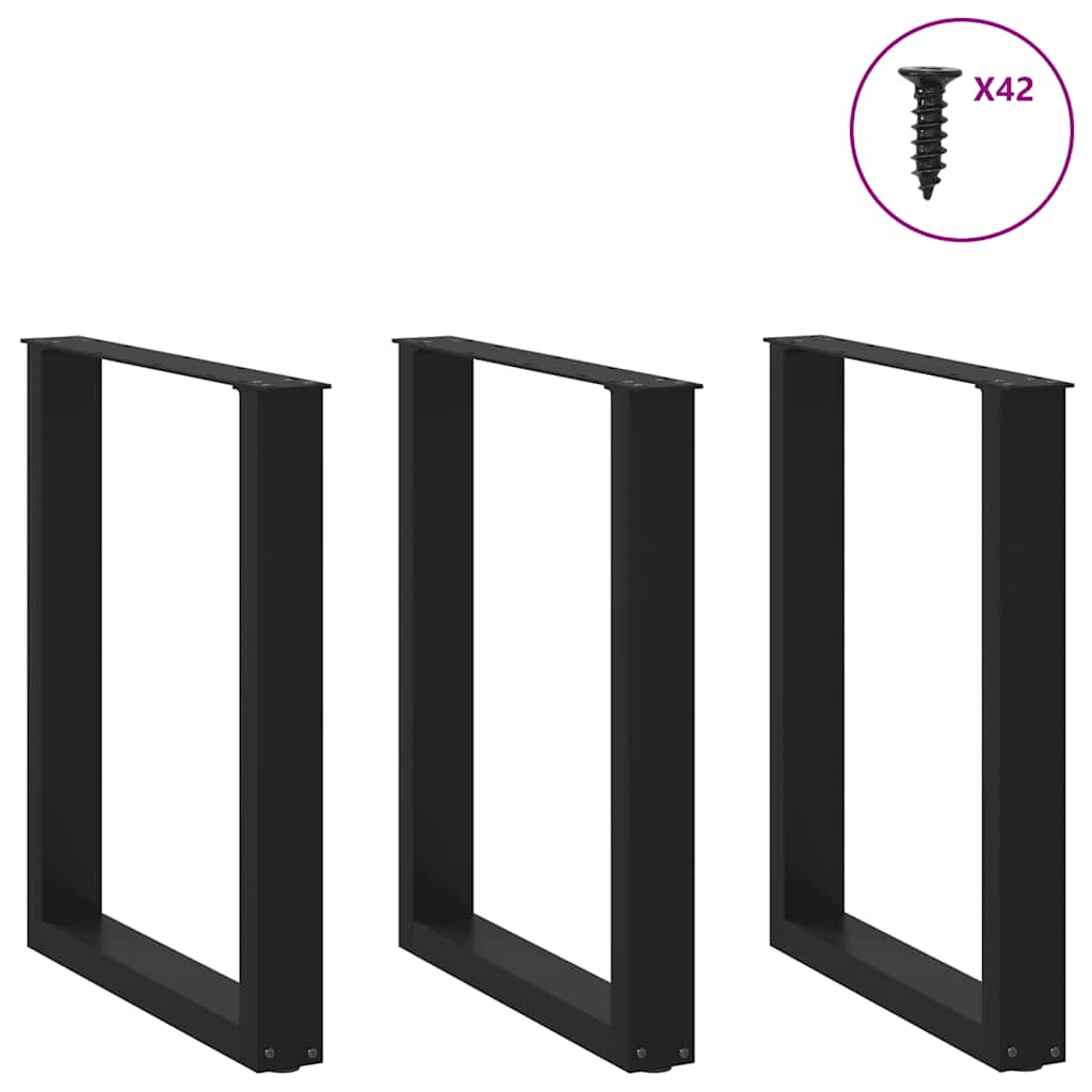 Esstischbeine U-Form 3 Stk. Schwarz 70x(72-73) cm Stahl