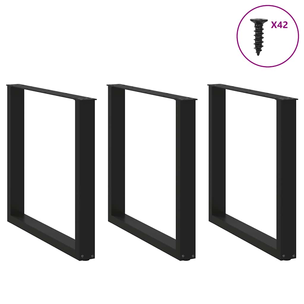 Esstischbeine U-Form 3 Stk. Schwarz 80x(72-73) cm Stahl